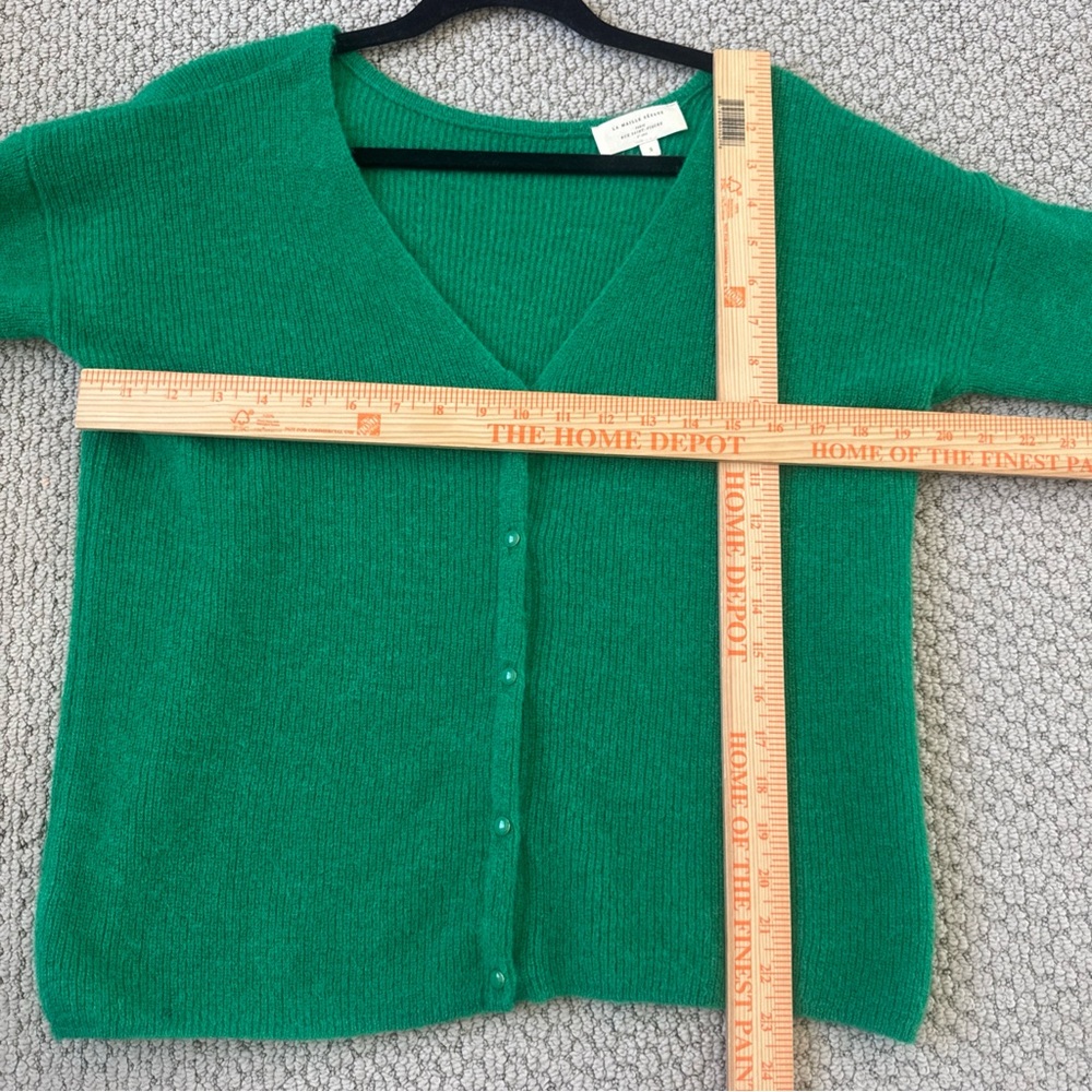 SEZANE Mohair Alpaca Blend Cardigan Sweater Bright Green Small EUC - Picture 8 of 8